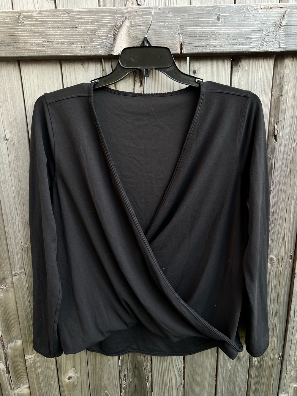 lululemon athletica Black Draped Wrap-Front Long Sleeve Top